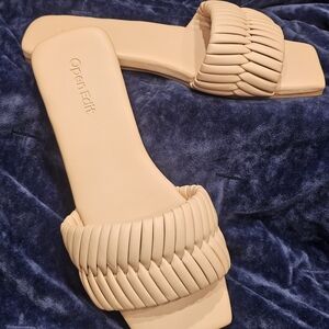 Open Edit Linx Slide Sandal In Tan Cream - Size Women's 5.5